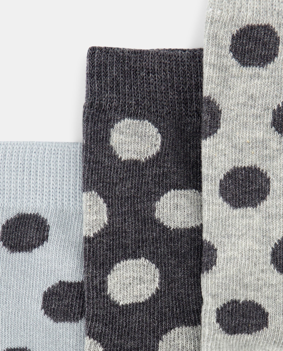 Pack de 3 calcetines infantiles con estampado Gris-2