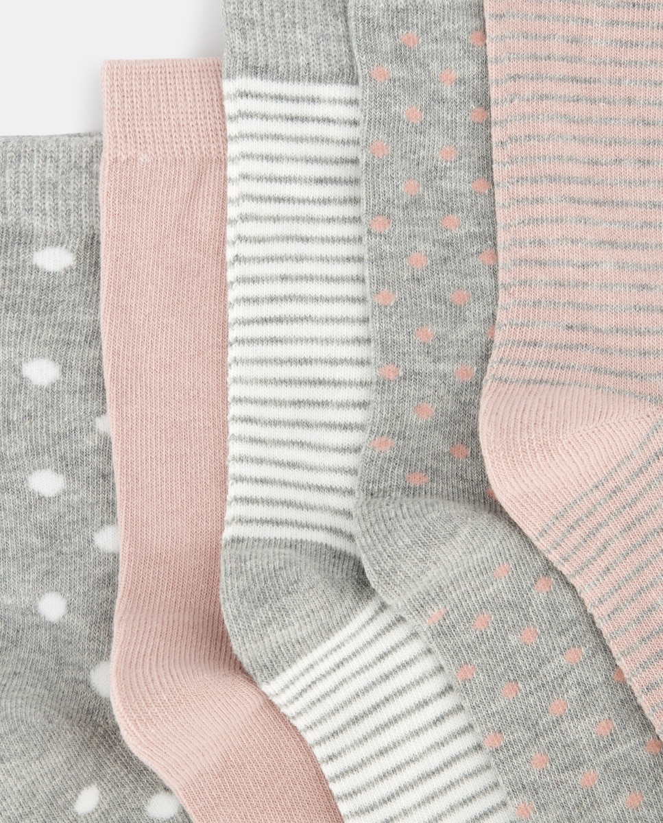 Pack de 5 calcetines infantiles con estampado Gris-2