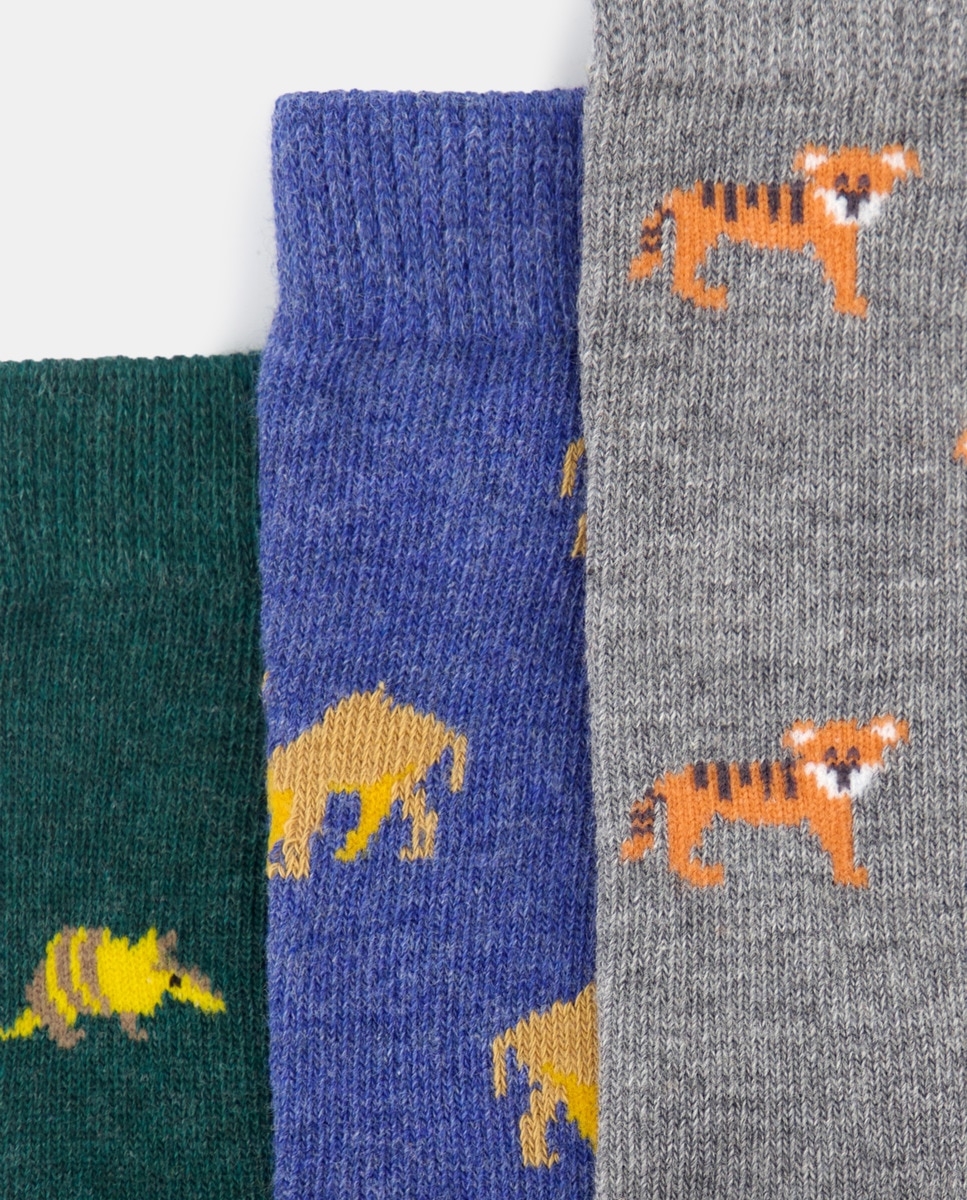 Pack de 3 calcetines infantiles con estampado Verde-2