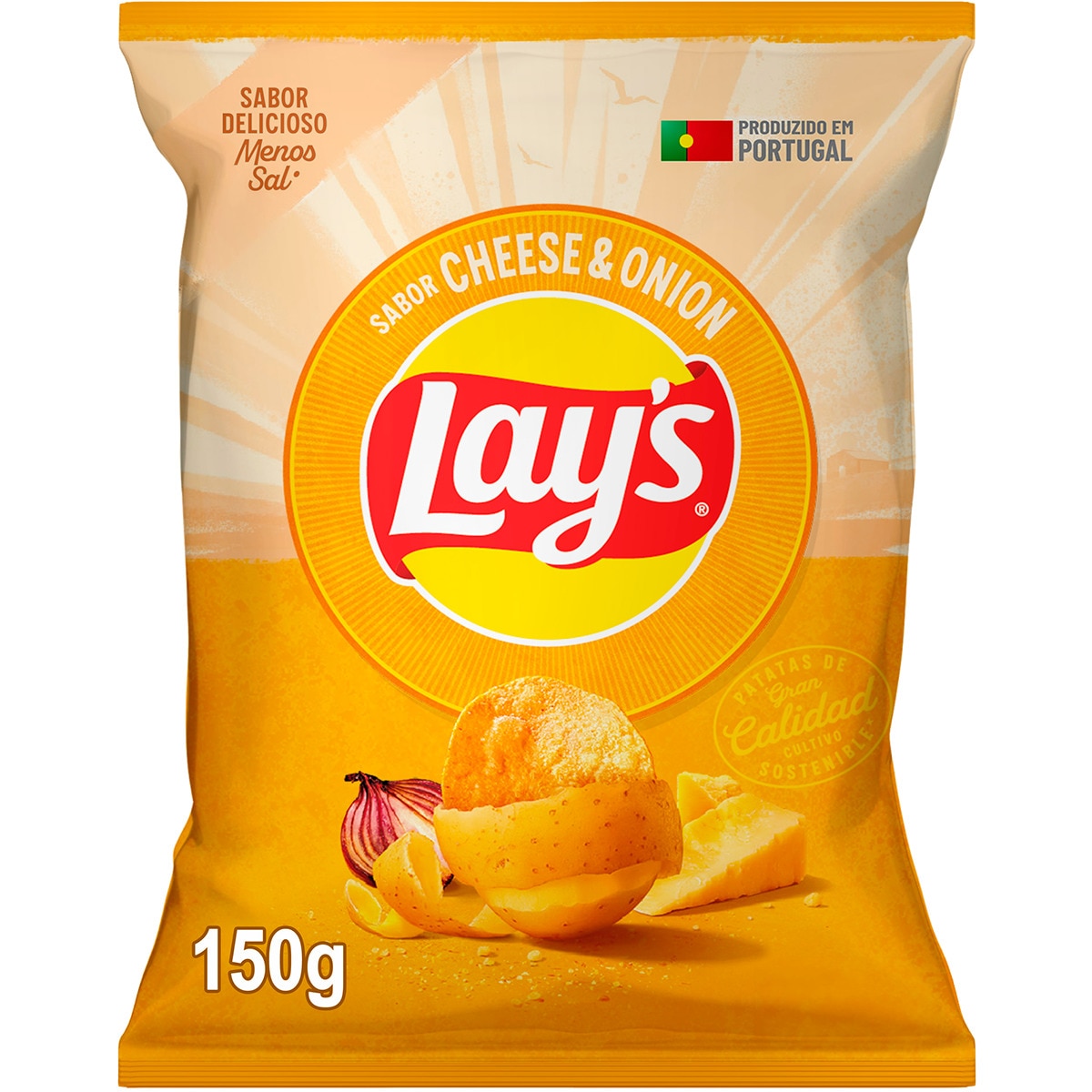 Batatas Fritas sabor Queijo e Cebola embalagem 150 g