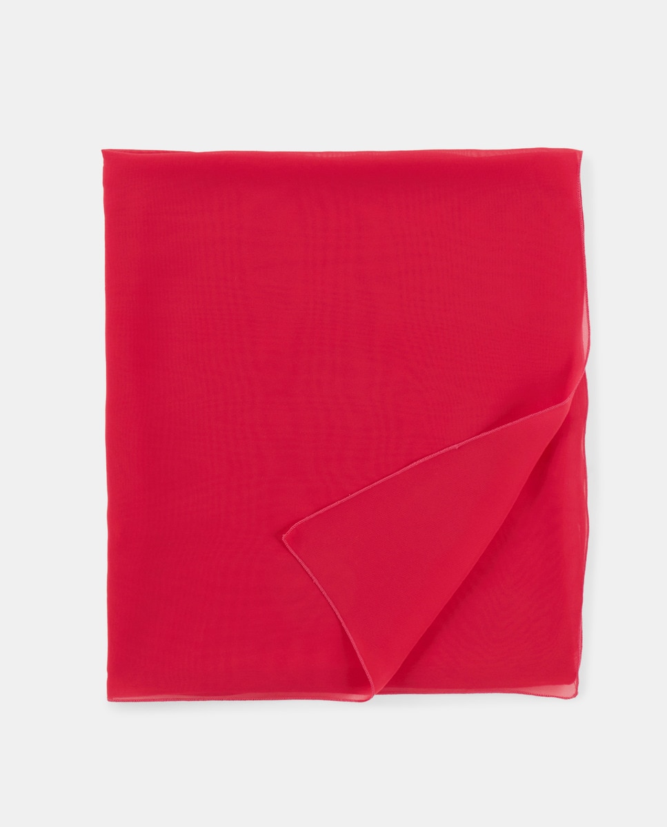 Écharpe em Chiffon com Tato de Seda Coral-2