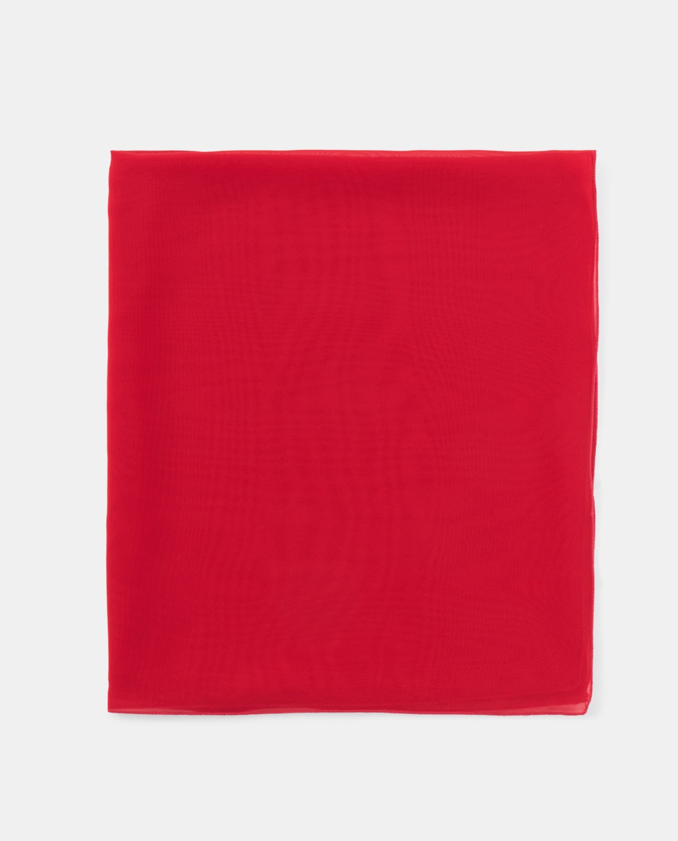 Écharpe em Chiffon com Tato de Seda Coral-1