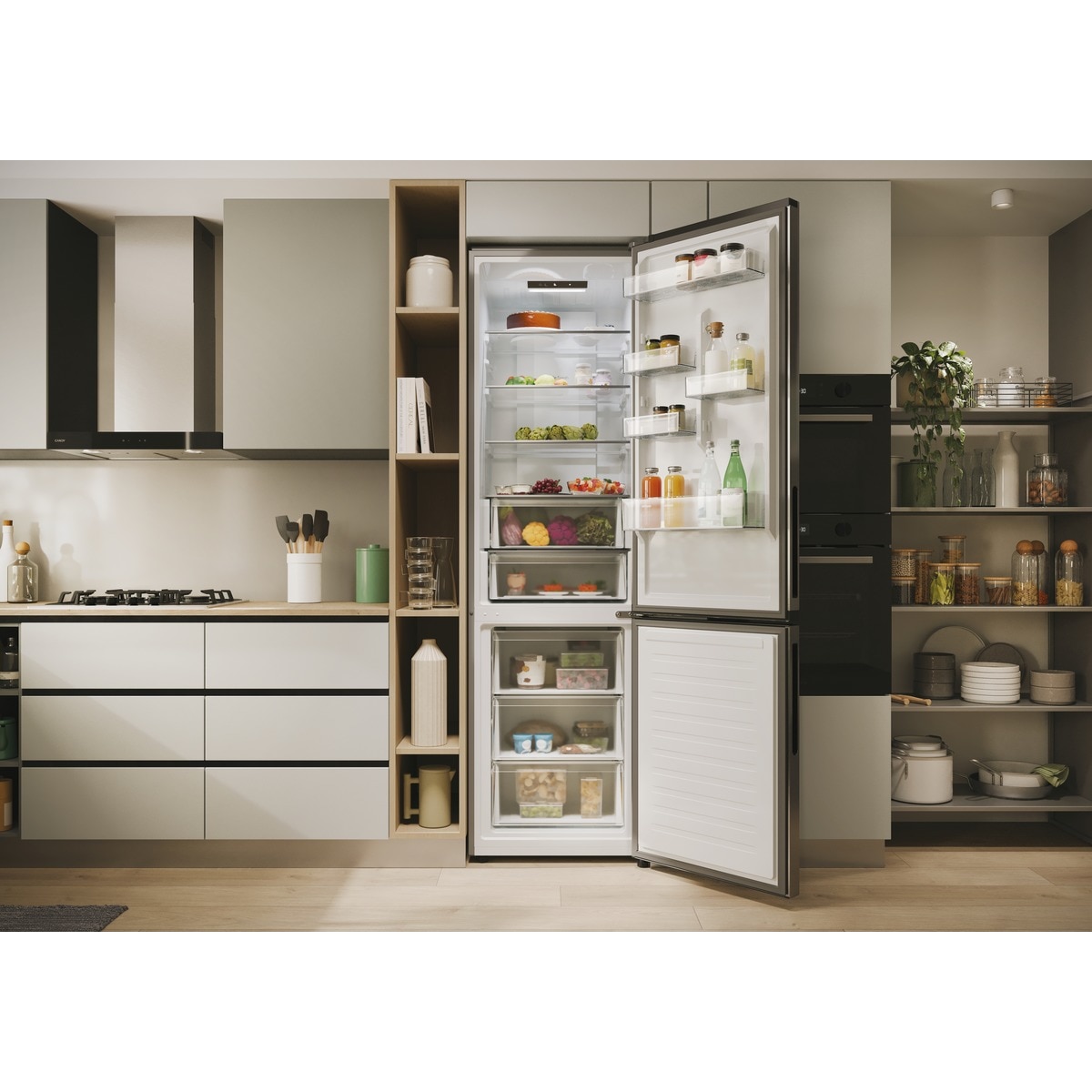 Frigorífico combi Candy Total No Frost Circle+ 2m de alto Fresco - CNCQ2T620EX Inox-14