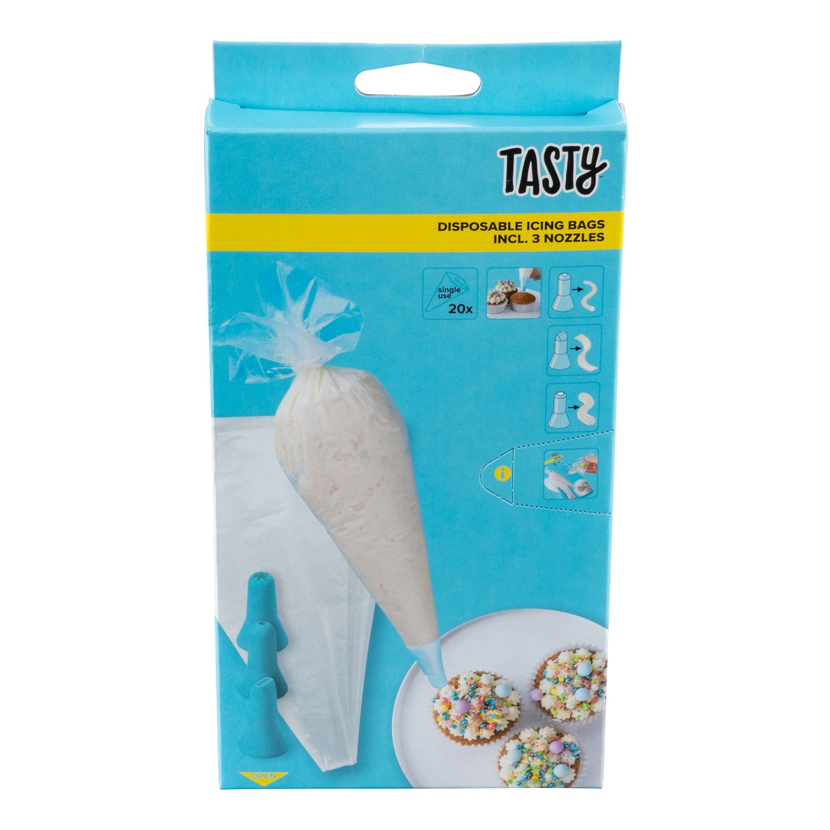 Manga pasterlera con 3 boquillas Tasty Blanco-11