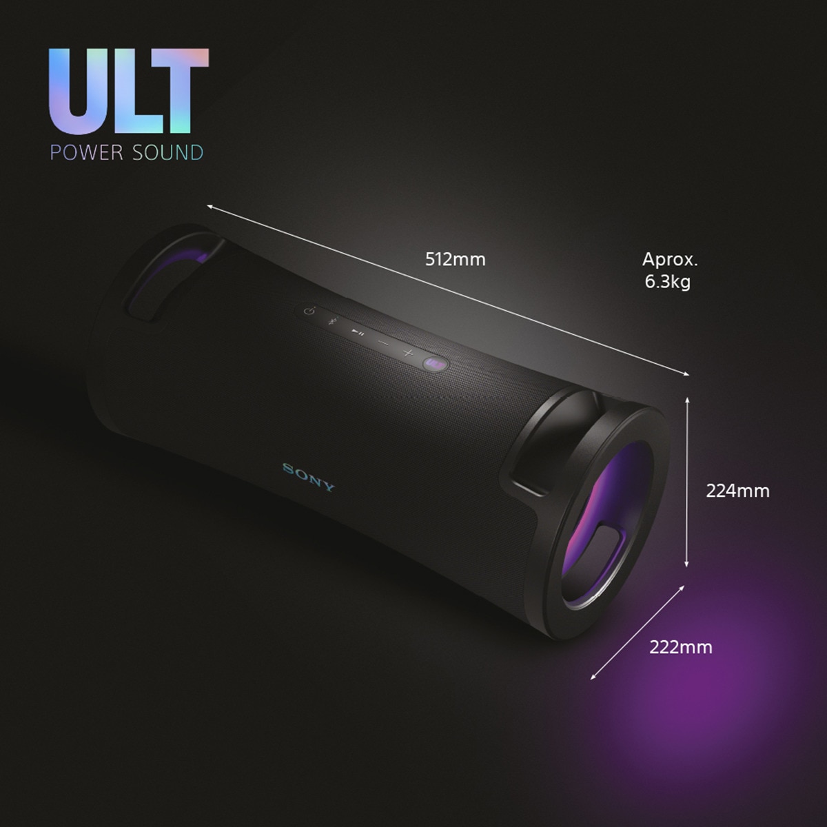 Altavoz portátil Sony ULT FIELD 7 con ULT POWER SOUND, Deep bass, 30h batería, IP67, resistente al agua, iluminación, micrófono, audio-in, negro Negro-10