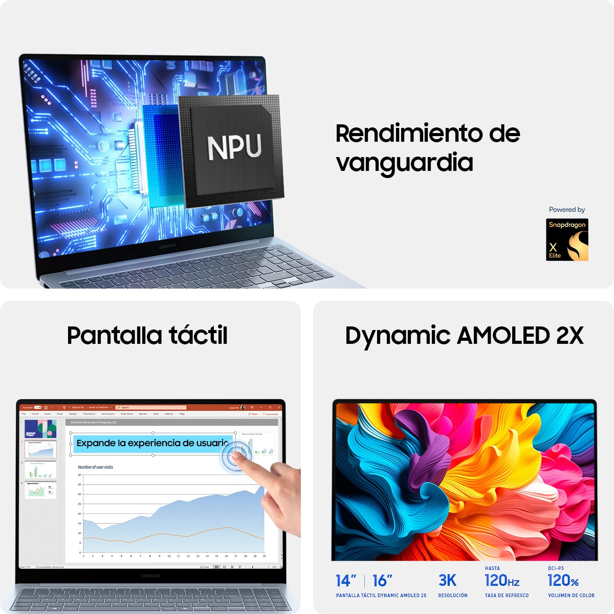 Portátil Samsung Galaxy Book4 Edge Pro, Snapdragon X Elite X1E-84-100, 16GB, 1TB SSD, 16", W11 Azul zafiro-4
