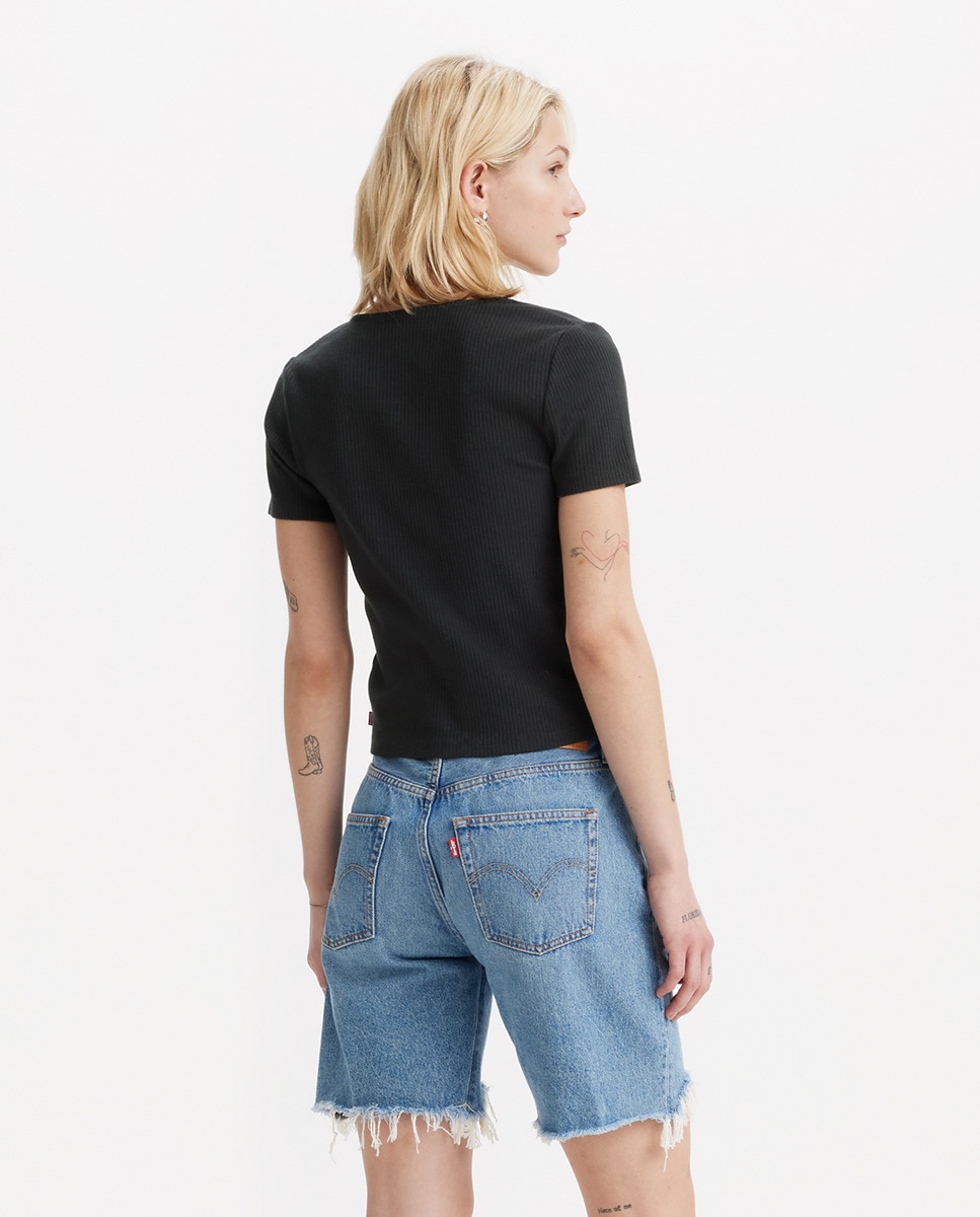 T-shirt de mulher com manga curta Preto-2