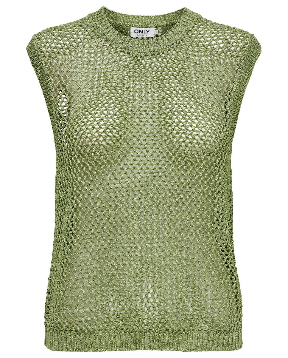 Top sin mangas Eldana en mini cuadros azul y gris