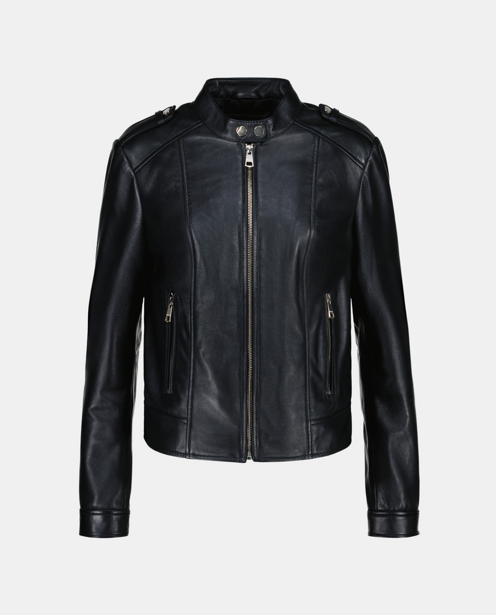 Cazadora de mujer biker piel trabilla en hombro · Tintoretto · El