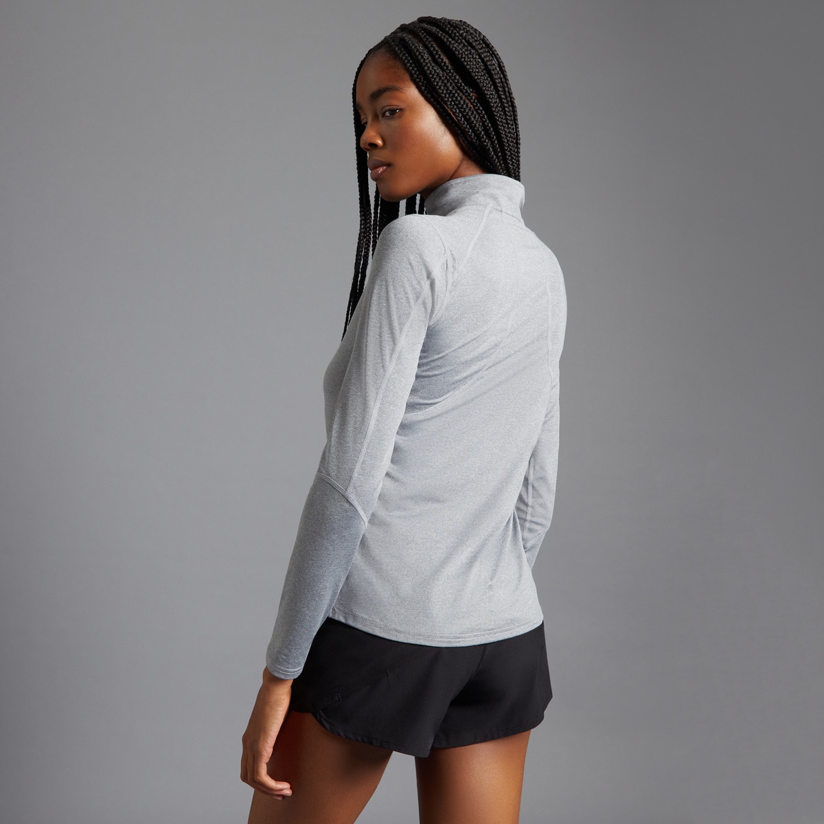 Camisola de Running de Mulher com Manga Comprida Cinzento-2