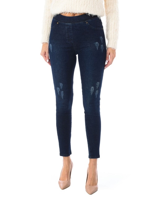 Imagen 0 de Legging estilo pantalón tejano largo de tejido elástico mujer