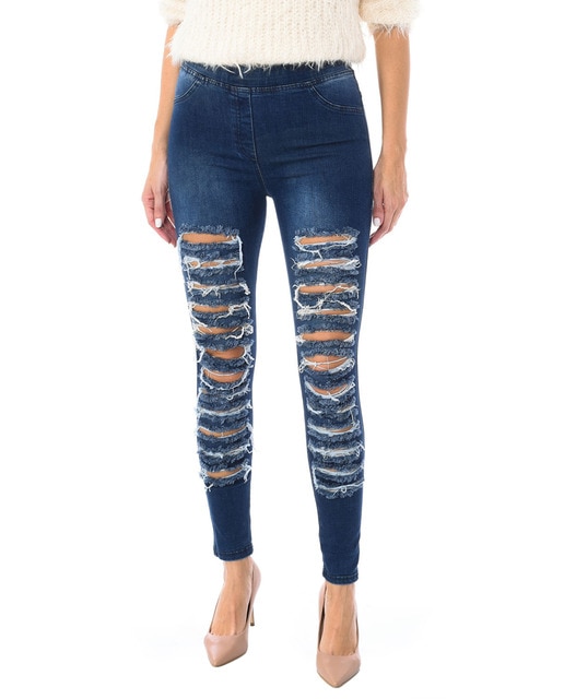 Imagen 0 de Legging estilo pantalón tejano largo de tejido elástico mujer