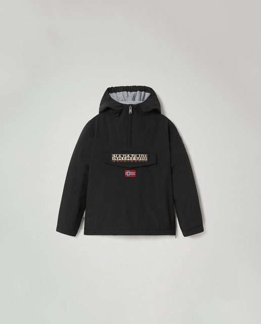 Imagen 0 de Parka canguro infantil en negro con capucha y bolsillo