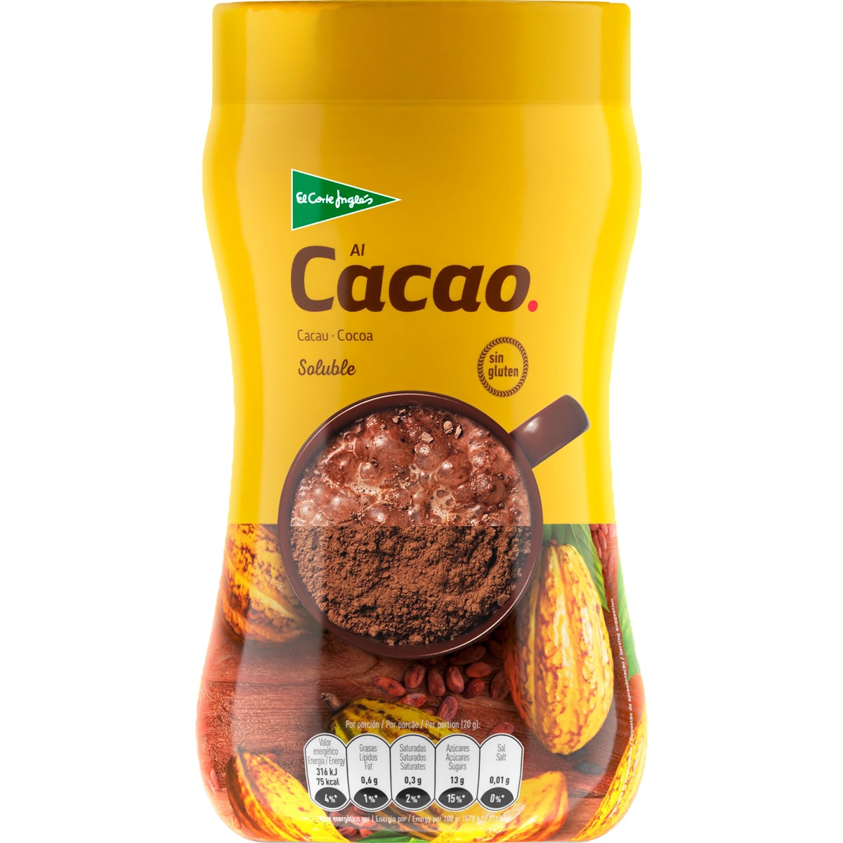 Cacau Solúvel sem Glúten embalagem 900 g