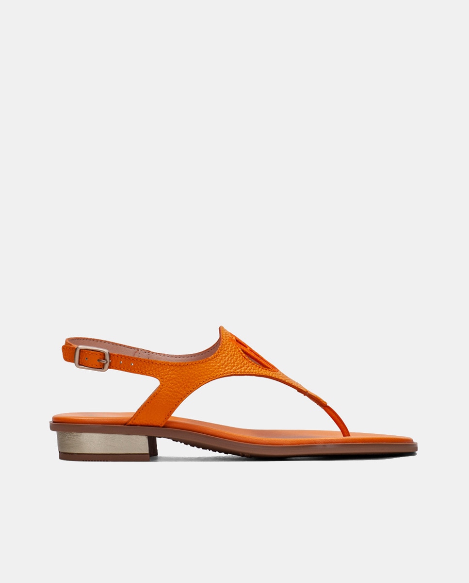 Sapatos Tipo Sandálias Rasas com Logótipo Bordado Laranja-1
