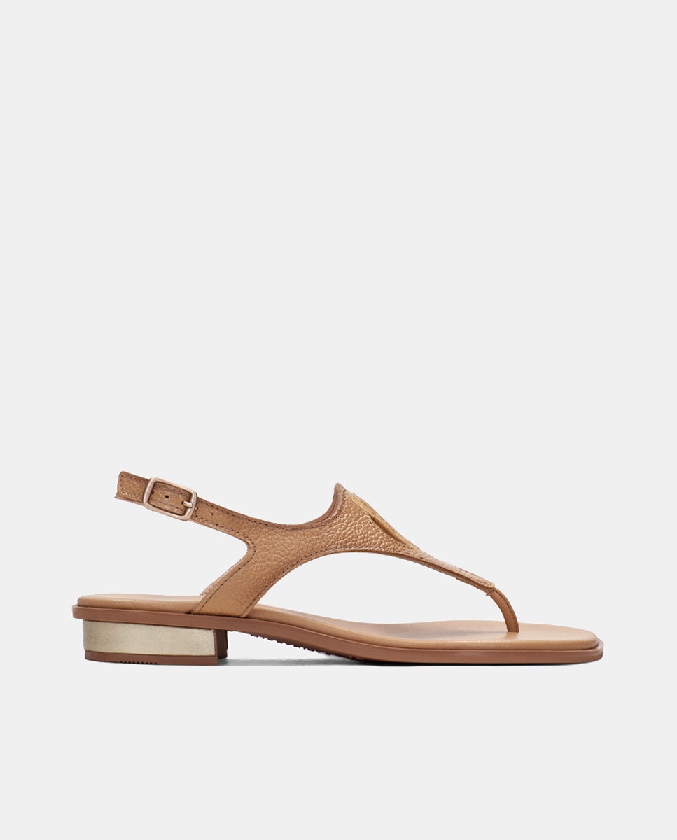 Sapatos Tipo Sandálias Rasas com Logótipo Bordado Castanho-claro-1