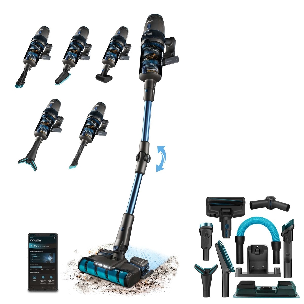 Aspirador de escoba recargable CecotecConga Rockstar 11500 Odyssey ErgoWet Connected IA 2