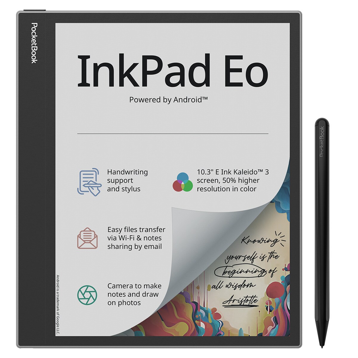 e-Reader PocketBook Inkpad Eo Mist Grey 10,3" E-Ink Kaleido 3, Android y cámara integrada Gris niebla-6