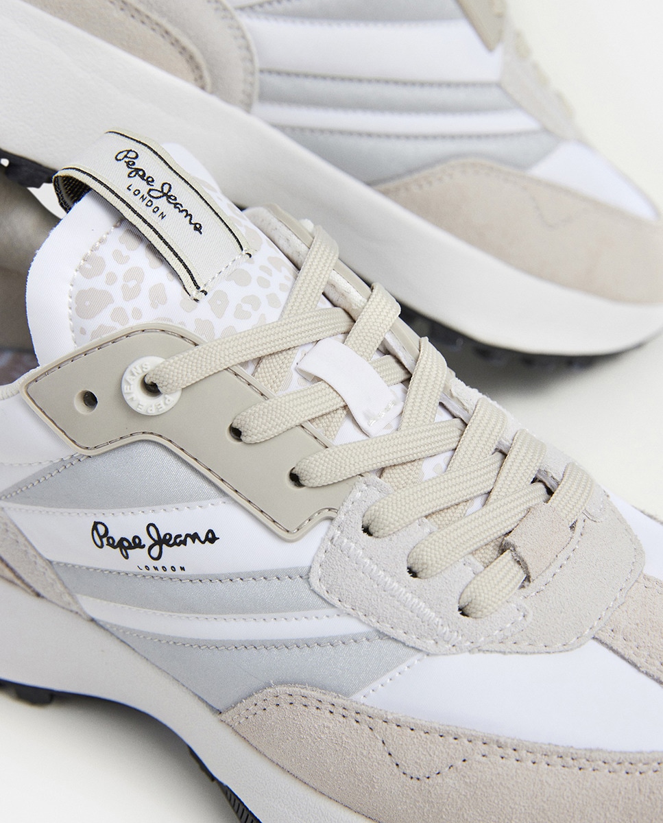 Sapatilhas Lucky Top Combinadas com Bandeira Lateral Branco-5