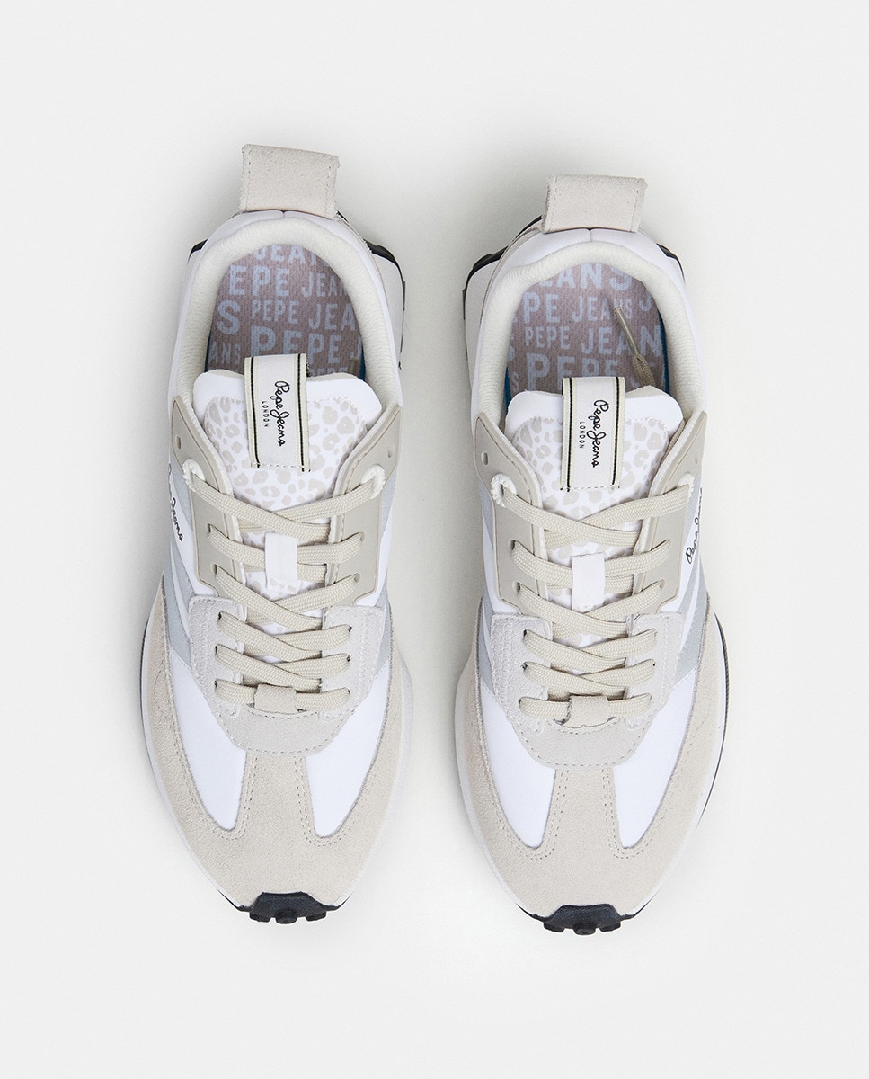 Sapatilhas Lucky Top Combinadas com Bandeira Lateral Branco-4