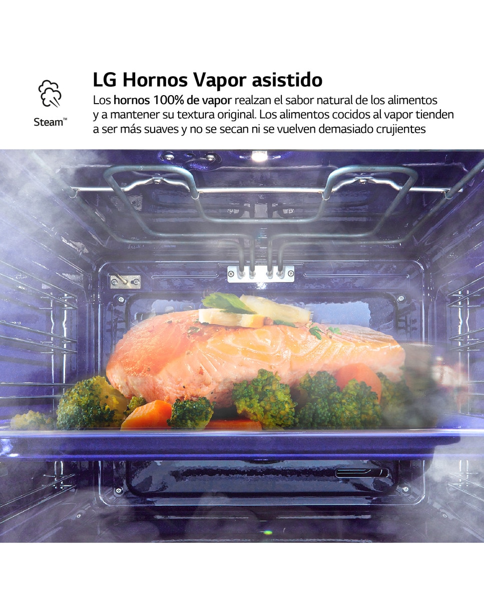 Horno vapor LG con sistema de limpieza Blue EasyClean, 76 l, display LCD táctil, ThinQ Wi-fi - WS9D7672WM Negro-9