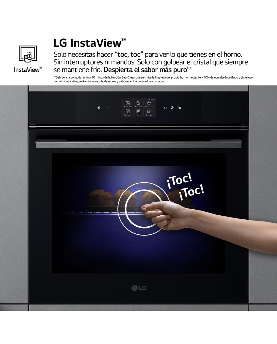 Horno vapor LG con sistema de limpieza Blue EasyClean, 76 l, display LCD táctil, ThinQ Wi-fi - WS9D7672WM Negro-4