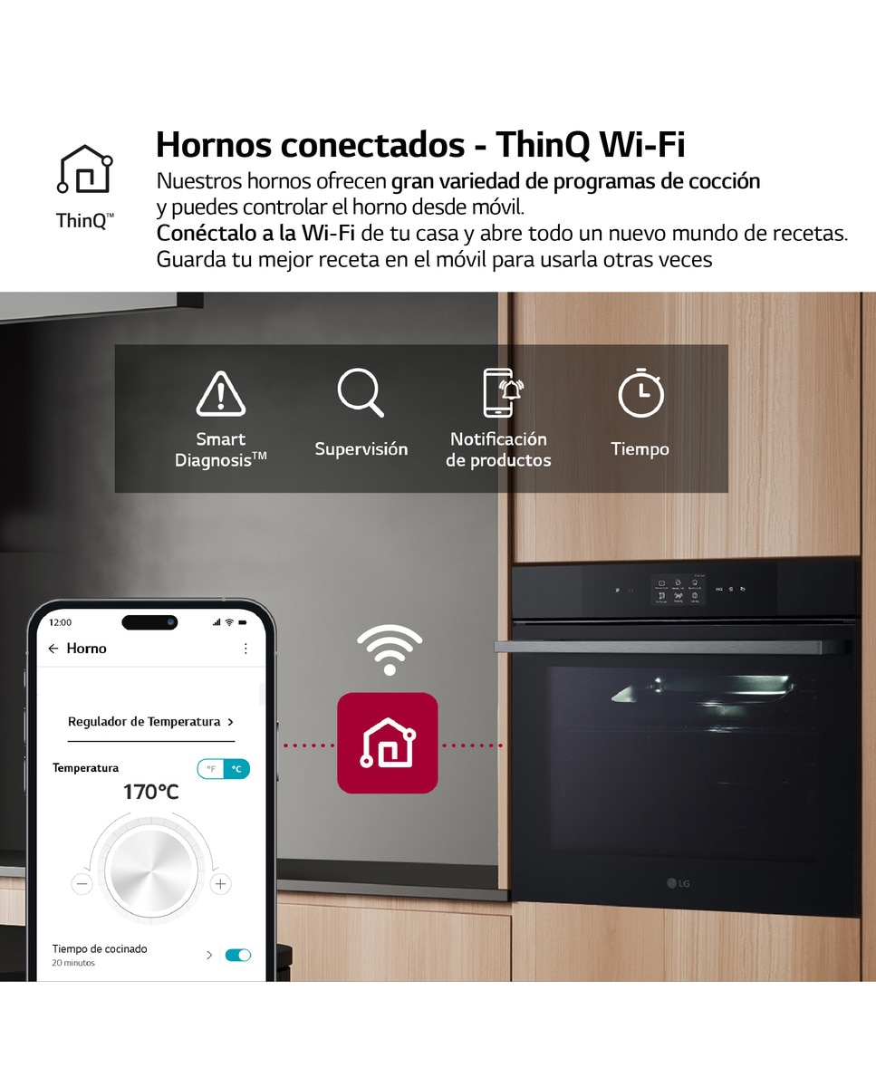 Horno vapor LG con sistema de limpieza Blue EasyClean, 76 l, display LCD táctil, ThinQ Wi-fi - WS9D7672WM Negro-12