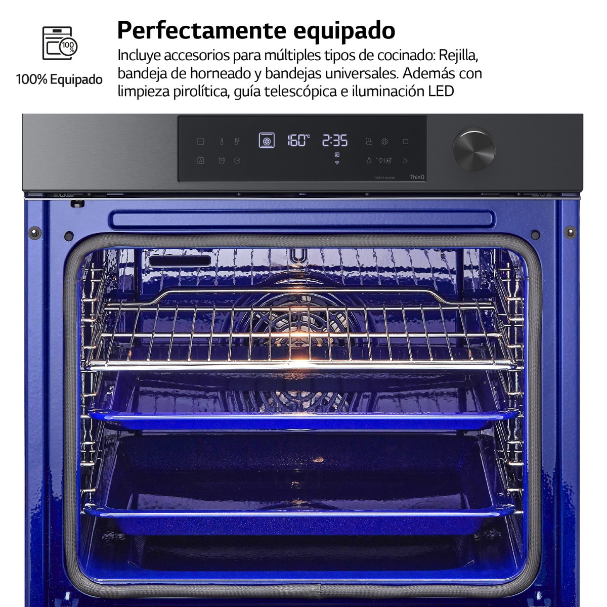Horno multifunción LG pirolítico, 76 l, display LED, función Instaview - WS7D7632WB Acero negro-4