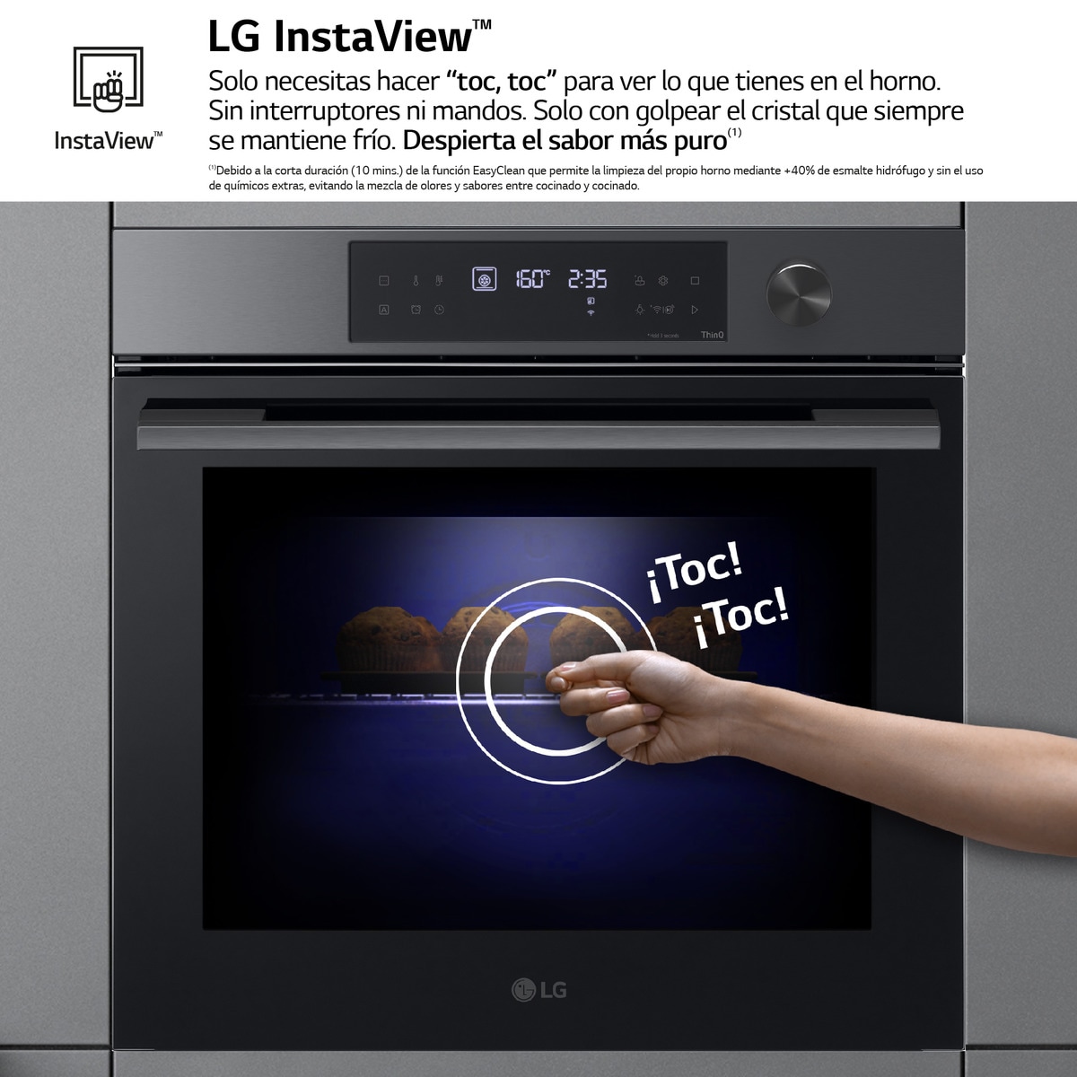 Horno multifunción LG pirolítico, 76 l, display LED, función Instaview - WS7D7632WB Acero negro-2