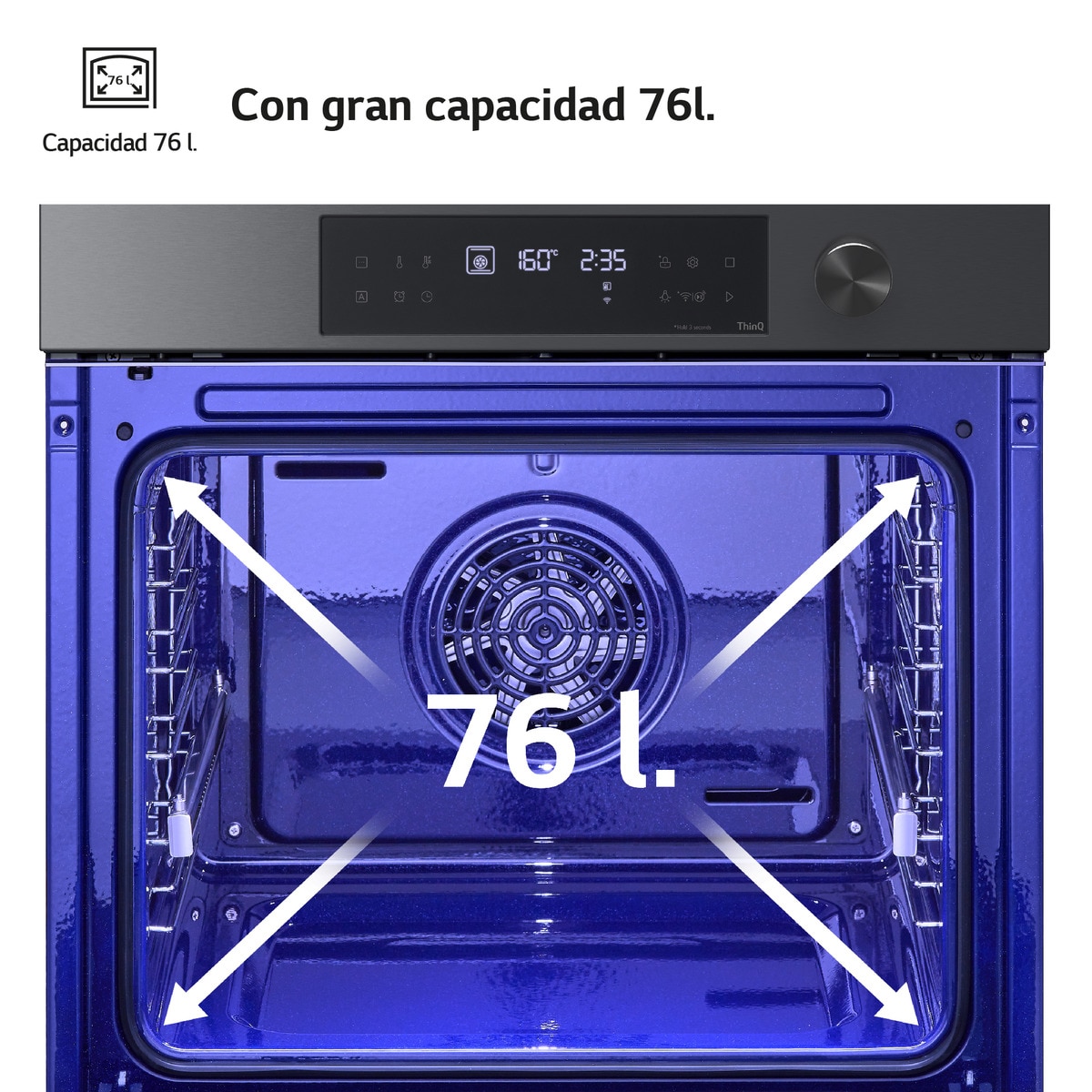 Horno multifunción LG pirolítico, 76 l, display LED, función Instaview - WS7D7632WB Acero negro-5