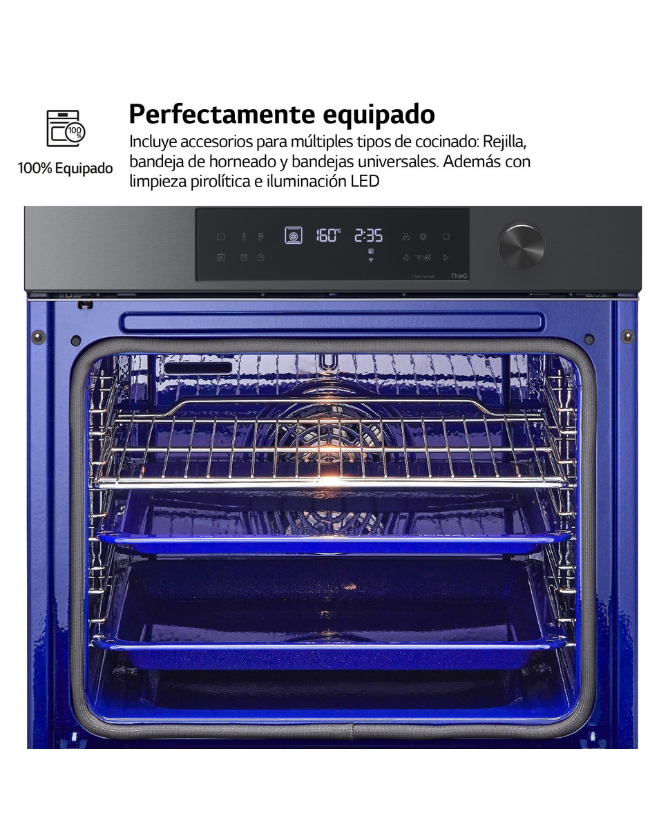 Horno multifunción LG pirolítico, 76 l, display LED, función de cocción lenta al vacio y freidora de aire - WS7D7631WB 6