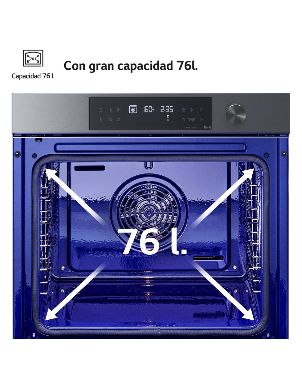 Horno multifunción LG pirolítico, 76 l, display LED, función de cocción lenta al vacio y freidora de aire - WS7D7631WB 7