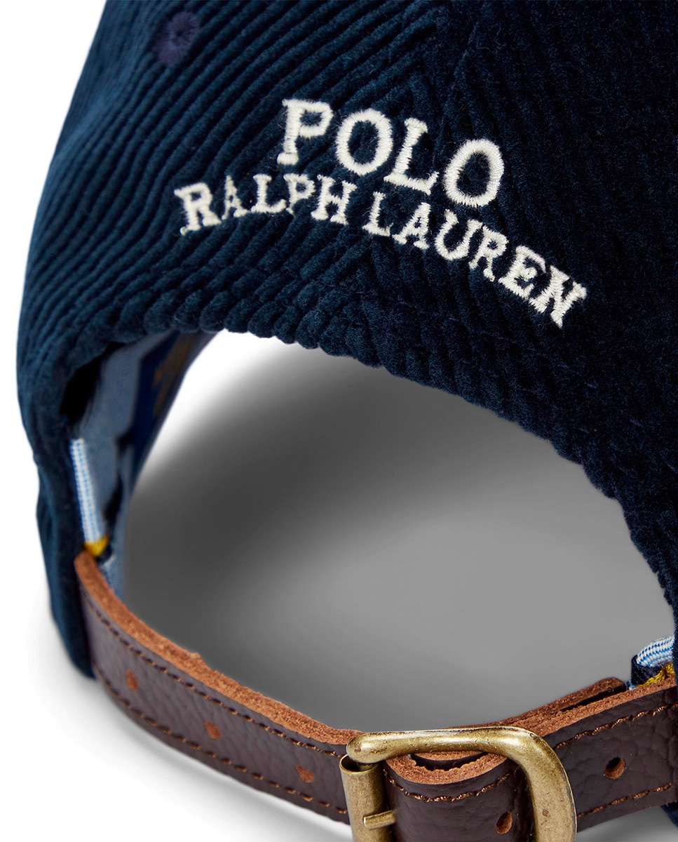 Boné de Bombazina com Cavalo Bordado Azul-4