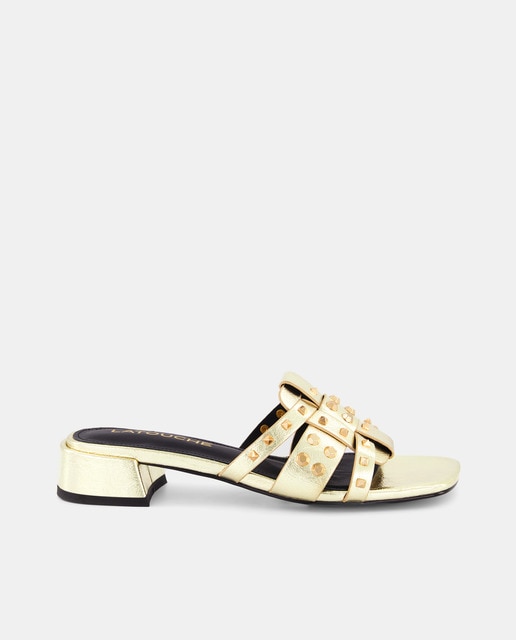 Imagen 0 de Sandalias tacón pala tachas mujer