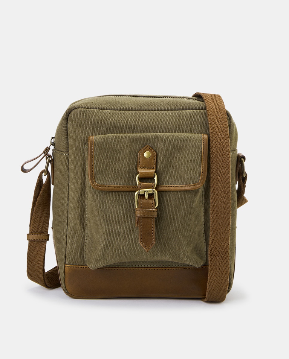 Imagem 0 de Mala a Tiracolo Média em Lona e Pele