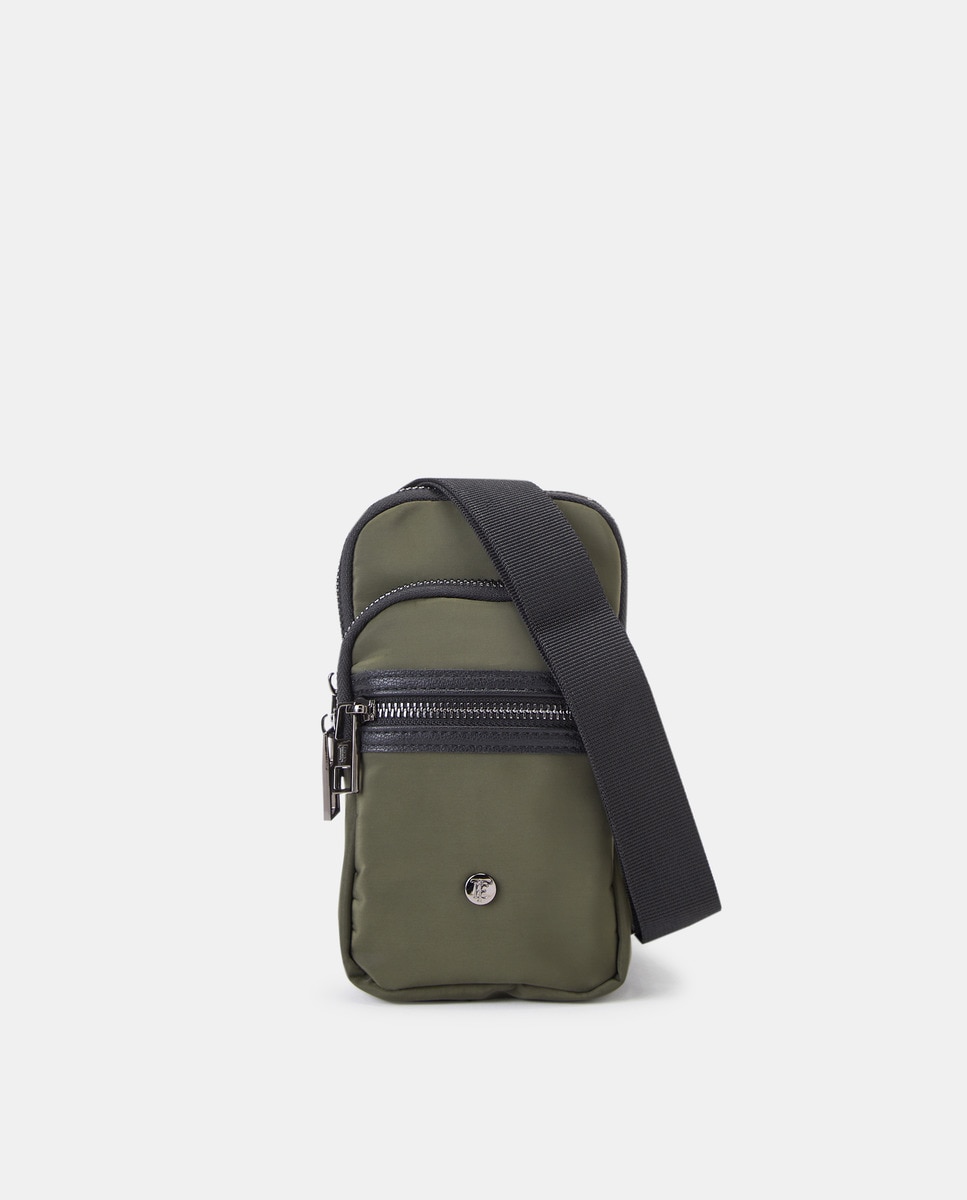 Mala Crossbody Pequena em Nylon Caqui-1