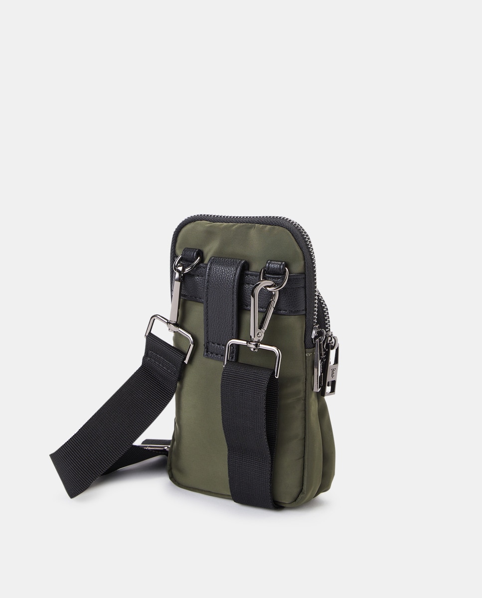 Mala Crossbody Pequena em Nylon Caqui-2