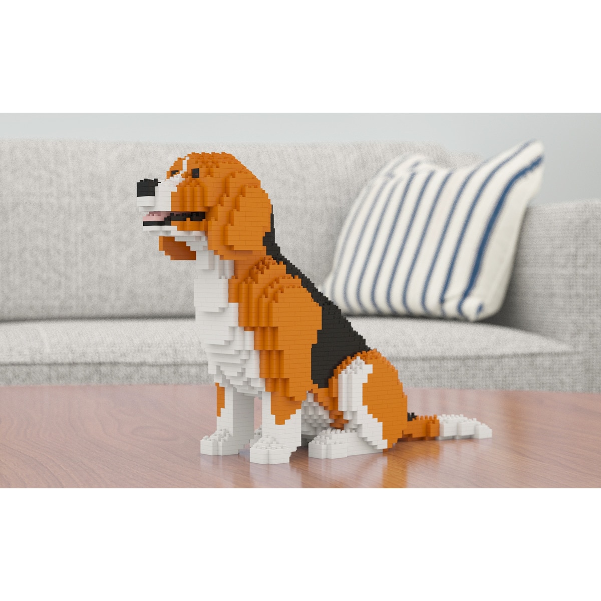 Puzzle 3D bloques de construcción Beagle sentado 2