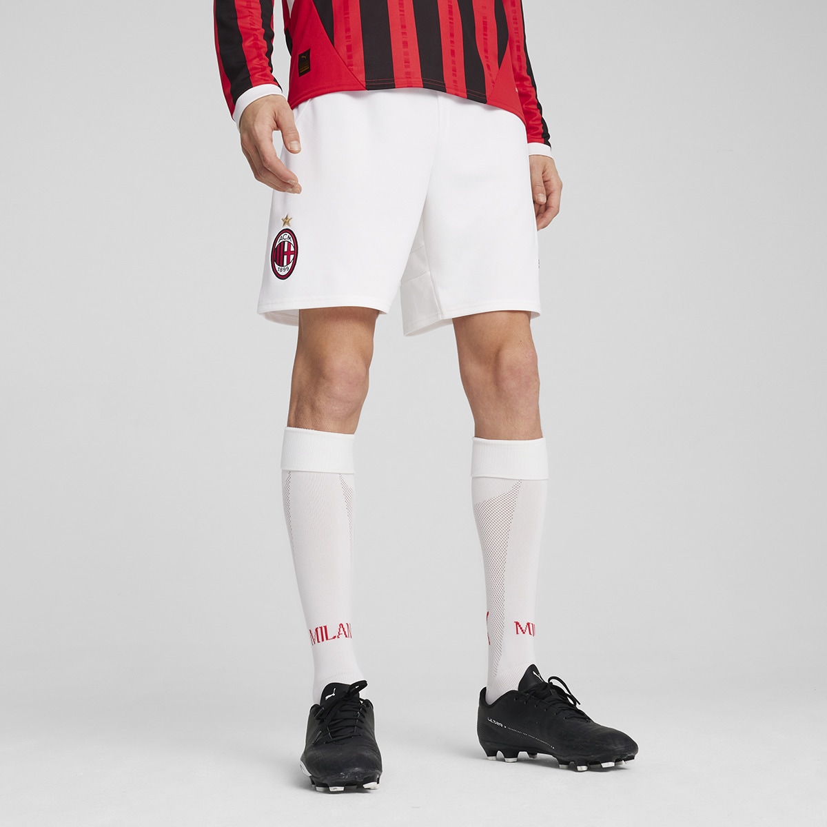 Calções de Homem 1.º Equipamento AC Milan 2024-2025 Réplica Branco-1