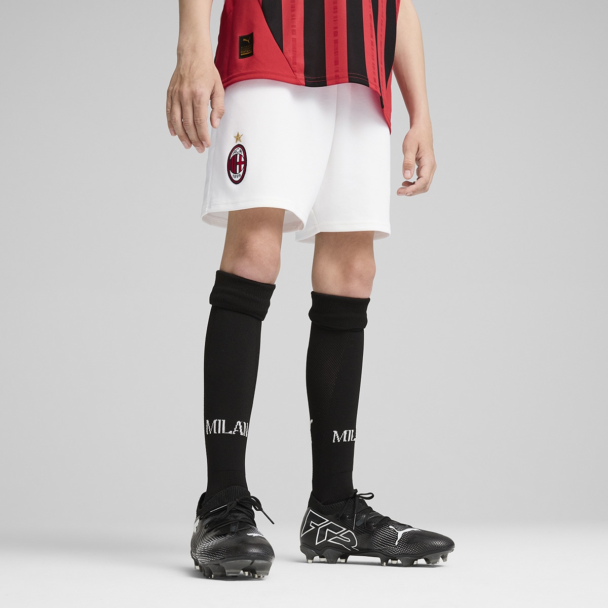 Calções de Criança 1.º Equipamento AC Milan 2024-2025 Branco-1