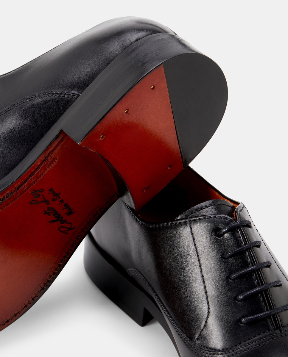 Sapatos de Atacadores com Biqueira Direita e em Pele Preto-5