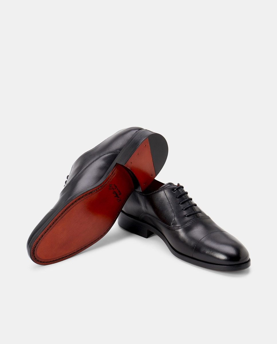 Sapatos de Atacadores com Biqueira Direita e em Pele Preto-2