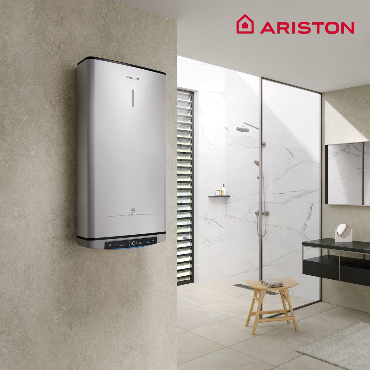 Termo eléctrico vertical/ horizontal Ariston 100 litros - VELIS DRY WIFI 100 Gris-10