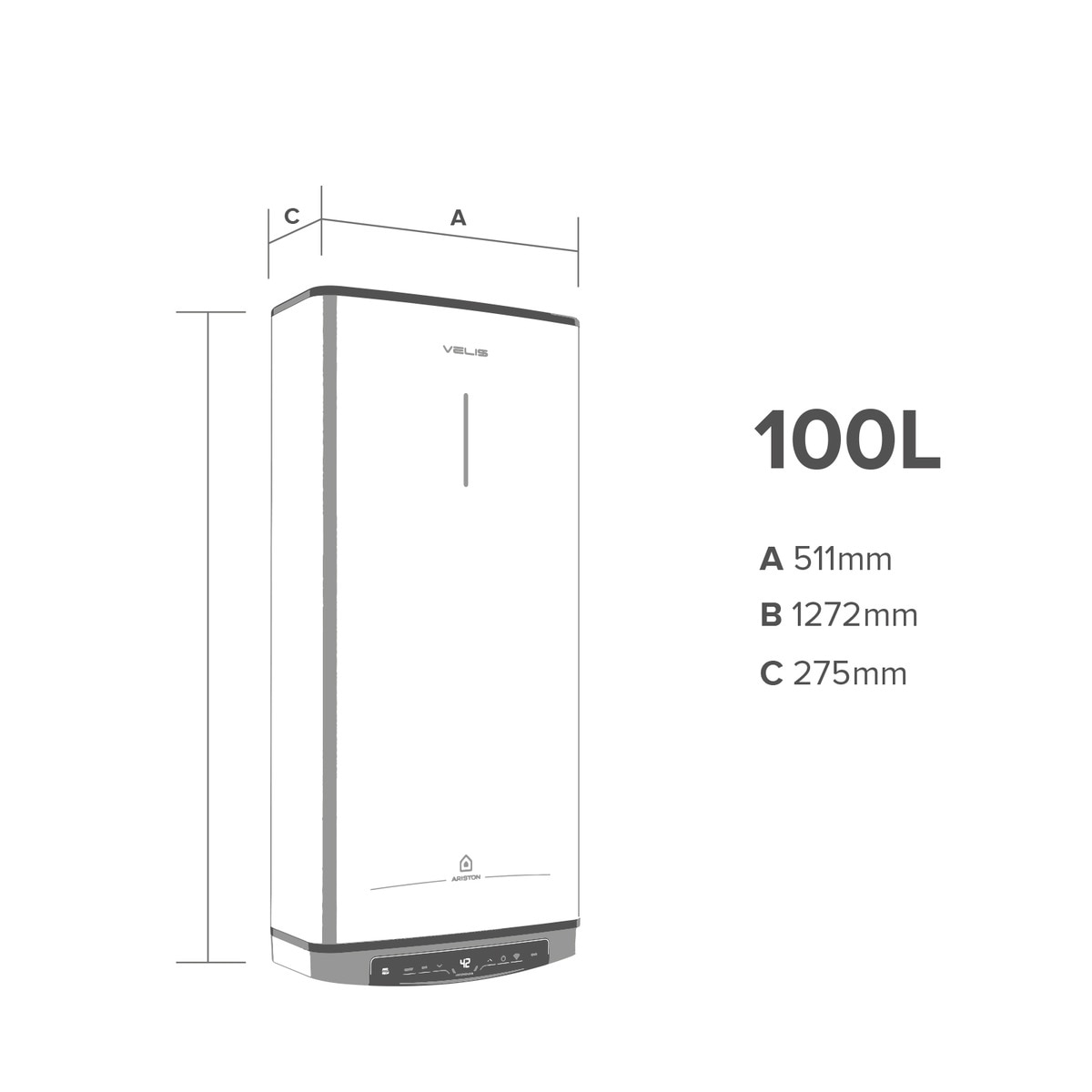 Termo eléctrico vertical/ horizontal Ariston 100 litros, conexión WiFi -VELIS WIFI 100 ES EU Blanco-2