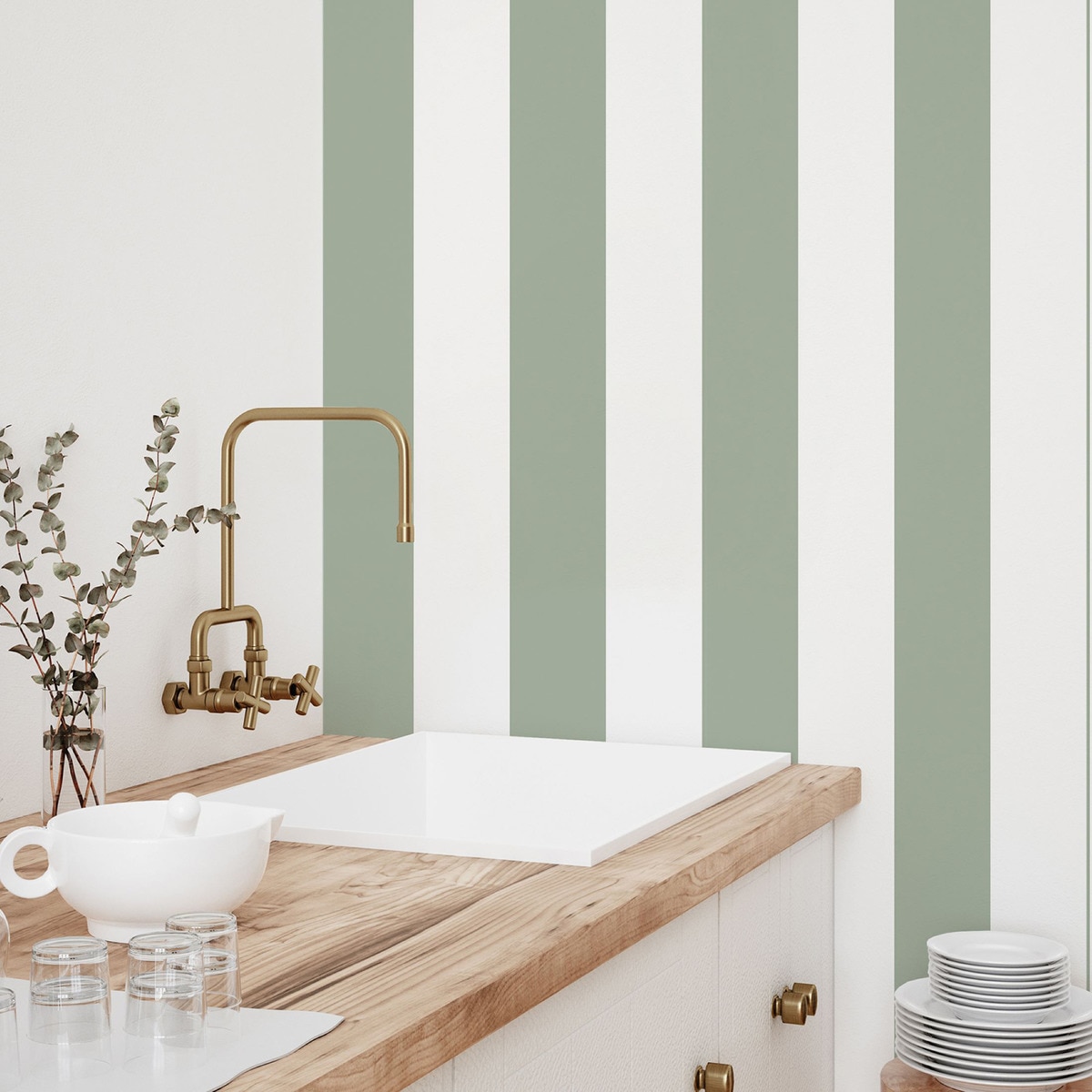 Papel pintado autoadhesivo Stripes Wallifydeco Verde-2