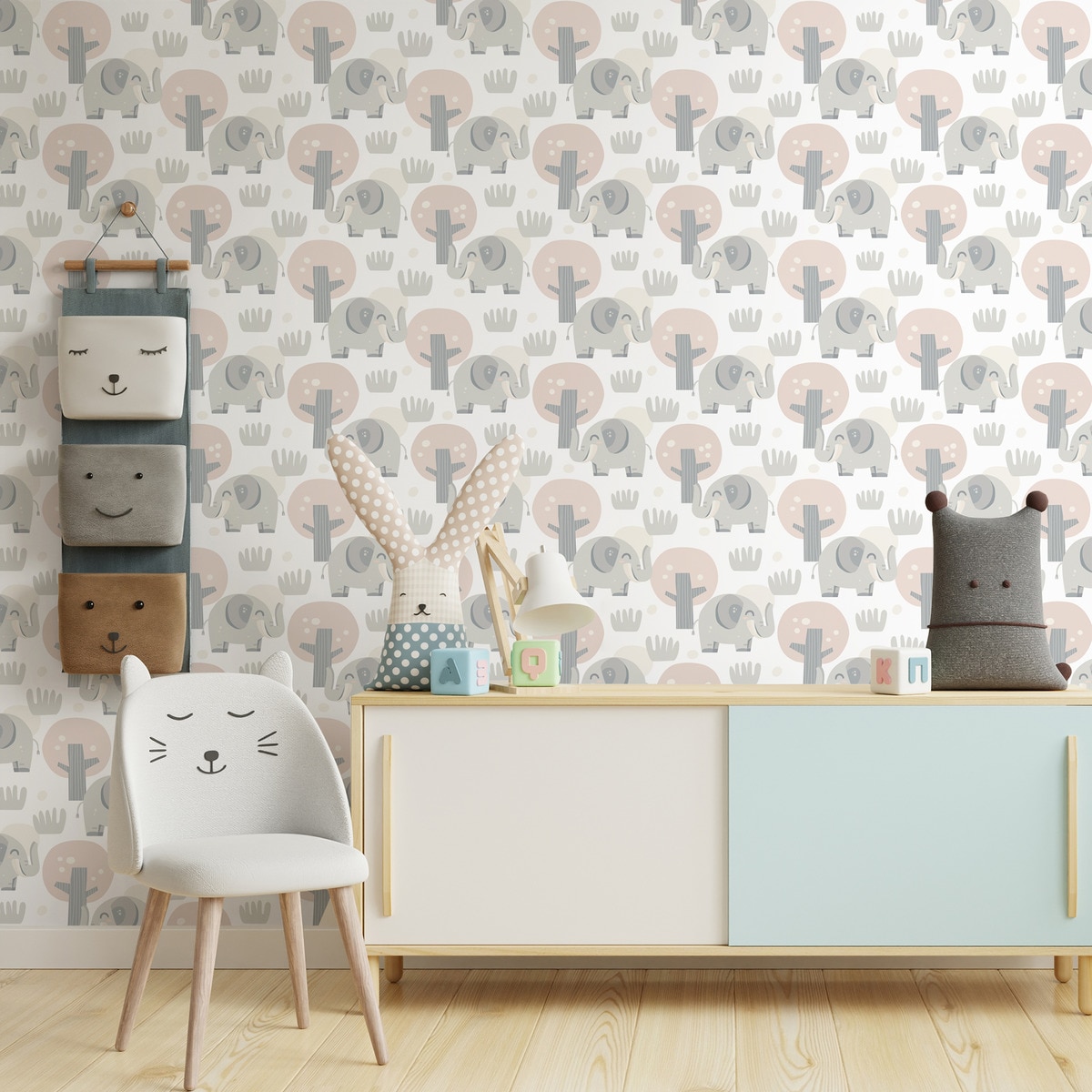 Imagen 0 de Papel pintado autoadhesivo Elefante Wallifydeco Multicolor