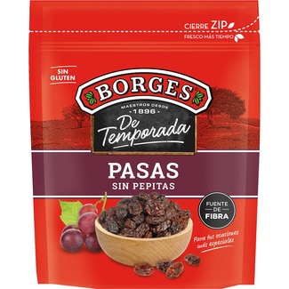 pasas sin pepitas sin gluten bolsa 250 g - Borges