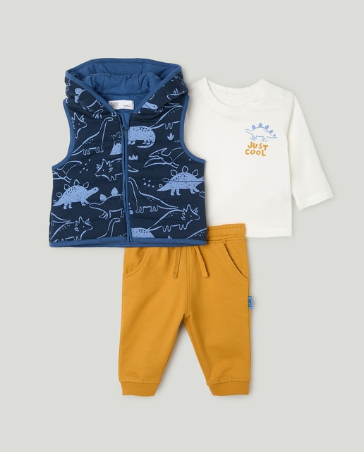 Imagen 0 de CONJUNTO 3P LARGO CHALECO DINOS