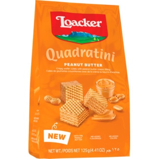 Bolachas Wafer Quadradas de Manteiga de Amendoim embalagem 125 g - Loacker