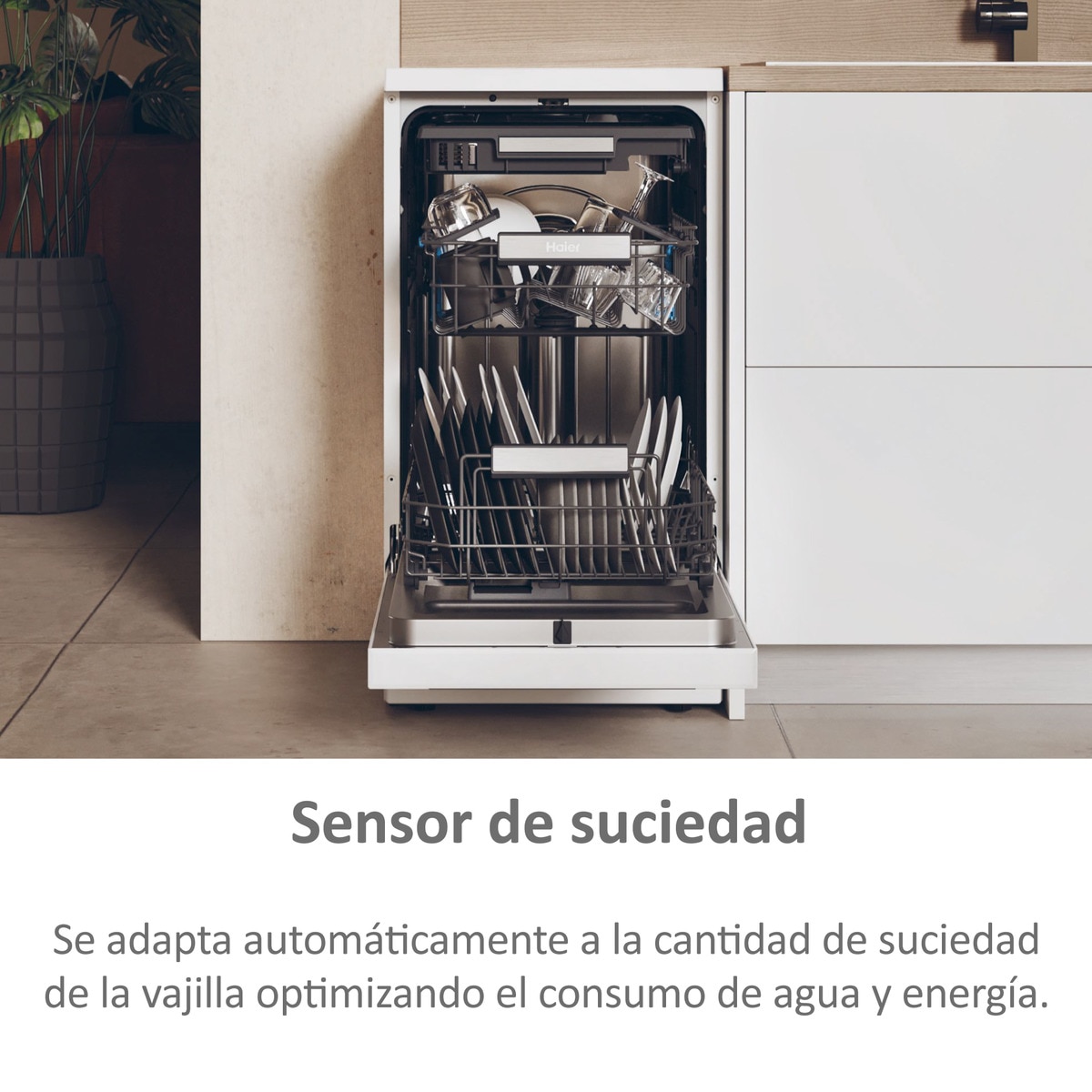 Lavavajillas Haier 11 Servicios, Wi-Fi, Tercera bandeja, 45 cm - XF1C3TB1FW Blanco-6